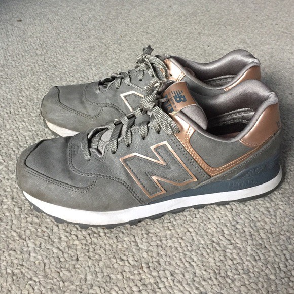 grey new balance with rose gold